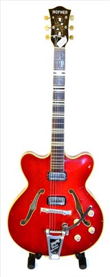 Lot 2102 - A Hofner Verithin Semi-Acoustic Electric Guitar, serial number 3168, with flamed maple back and...