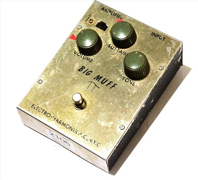 Lot 2106 - An Electro-Harmonix 'Big Muff' Sustain Pedal, 1970s, with on/off switch, volume, sustain and...