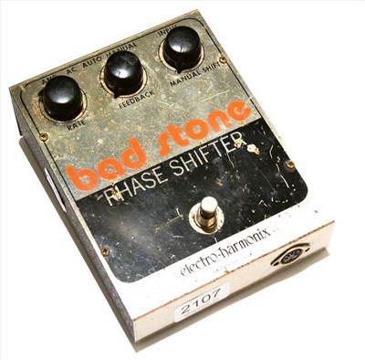 Lot 2107 - An Electro-Harmonix 'Bad Stone Phase Shifter', with rate, feedback and manual shift dials, foot...