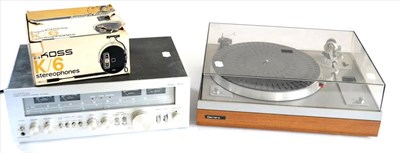 Lot 2130 - A Garrard GT-20 Turntable, together with an Amstrad EX-333 amplifier and boxed Koss headphones (3)