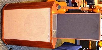 Lot 2131 - A Pair of Tannoy LSU/HF/15/8 Monitor Gold Speakers, cased in teak corner cabinets, the cabinets...