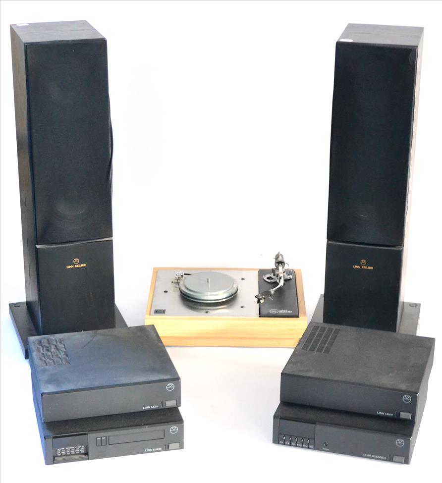 Lot 2132 - A Linn Hi-Fi System, comprising two Keilidh speakers, a Karik CD player, a Wakonda tuner, LK100...