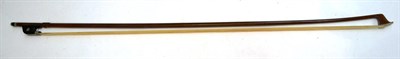 Lot 2 - A Nickel Mounted Violin Bow, stamped Buttler, the ebony frog with pearl eyes