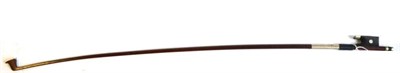 Lot 3 - A French Nickel Mounted Violin Bow, stamped C.Bazin, the ebony frog with pearl eyes, weight 52...