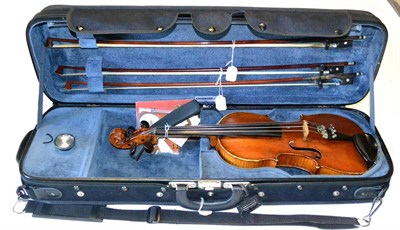 Lot 4 - A 19th Century Violin, possibly French, no label, with a 360mm two piece back, ebony tuning...