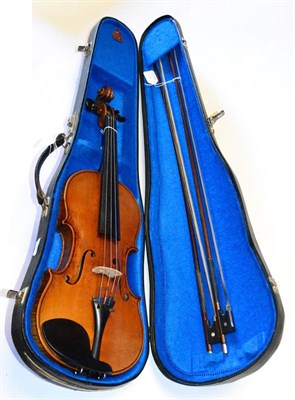 Lot 8 - A 19th Century German Violin, no label, with a 362mm two piece back, ebony tuning pegs,...