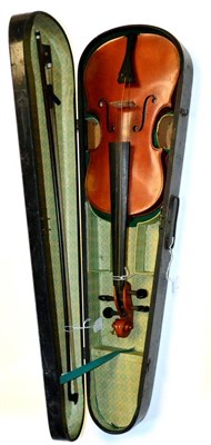 Lot 9 - An Italian 8-String Bowl Back Mandolin, in a leather case, together with a German Violin, with...