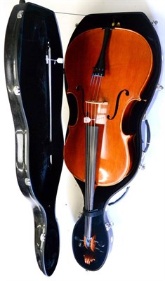 Lot 15 - A Modern Chinese Violoncello, with a 760mm two piece back, ebony tuning pegs, together with a...