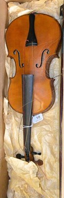 Lot 18 - A 19th Century German 1/2 Size Violin, no label, with a 316mm two piece back, mixed tuning...