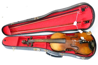 Lot 19 - A 19th Century German Violin, with 'Antonius Stradivarius...' label, 358mm two piece back,...