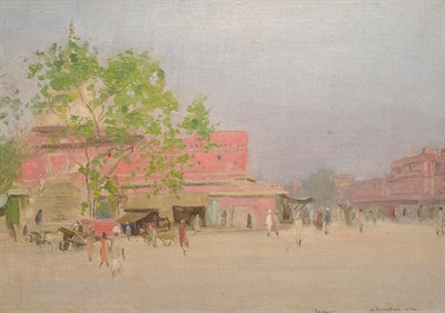 Lot 794 - Ernest Stephen Lumsden RSA, RE (1883-1948)  "Jaipur", Indian landscape with buildings Signed,...