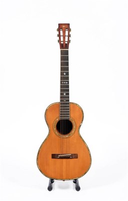 Lot 49 - A 1920s Supertone Parlour Guitar, manufactured by Harmony with mahogany back and sides, spruce...