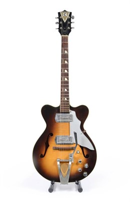 Lot 55 - A 1960s Kay Jazz II, Model  K775, with maple laminate body and sunburst finish, bolt-on maple neck