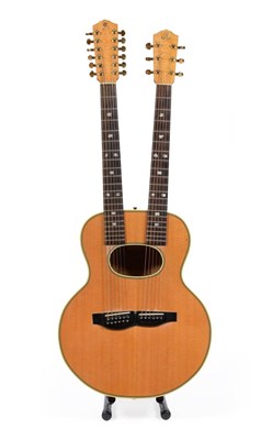 Lot 67 - An Augustino LoPrinzi Custom Double Neck Twelve and Six String Guitar, the broad jumbo body...