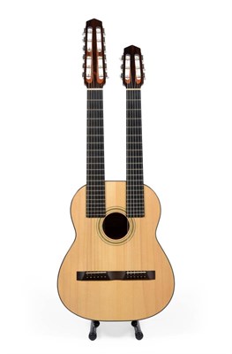 Lot 68 - A 1980 John Le Voi Double Neck Classical Style Guitar, with mahogany back and sides, twin...