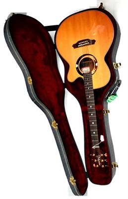 Lot 73 - A 1998 Takimine Limited Edition Electro Acoustic Guitar, with moon inlays, rosewood back and sides