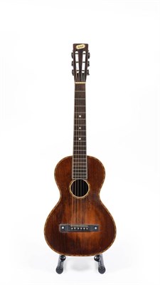 Lot 75 - A Lyra Branded Small Parlour Guitar by Oscar Schmidt, circa 1920, with maple back and sides,...