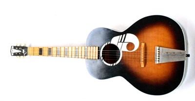 Lot 85 - A 1960s Kay Note Acoustic Guitar, with stencilled decoration, trapeze tailpiece