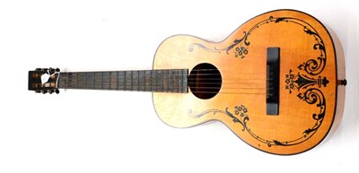 Lot 86 - A 1930s Regal Black Stencilled Parlour Guitar, of maple construction, with one-piece maple...