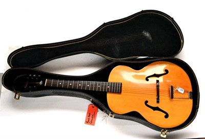 Lot 89 - A 1940s Harmony Patrician Arch Top Jazz Guitar, with mahogany constructed back and sides,...