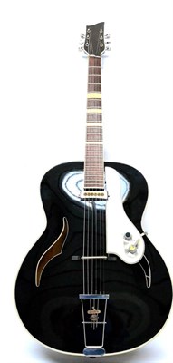 Lot 100 - A 1950/60s Hopf Semi-Acoustic Guitar, with black finish body, single pick-up, with controls mounted