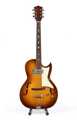 Lot 102 - A 1960s Kay Galaxy, with single cut-away semi-acoustic laminated maple body, mahogany neck,...