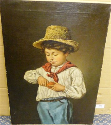 Lot 802 - Continental School (19th century) Portrait of a Young Boy, standing, three quarter length,...