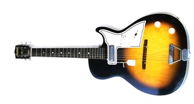 Lot 119 - A 1960s Harmony Stratatone Hollow Bodied Guitar, with single cutaway, single pick-up, tone...