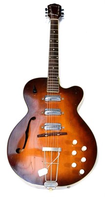 Lot 141 - A 1960s Kay Semi-Acoustic Electric Guitar, with maple back and sides, single F hole, three...