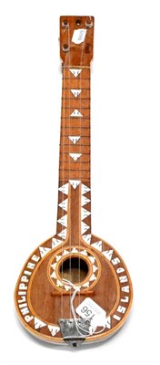 Lot 156 - A Philippine Islands Mother-of-Pearl Inlaid Hardwod Ukulele, with coconut shell body