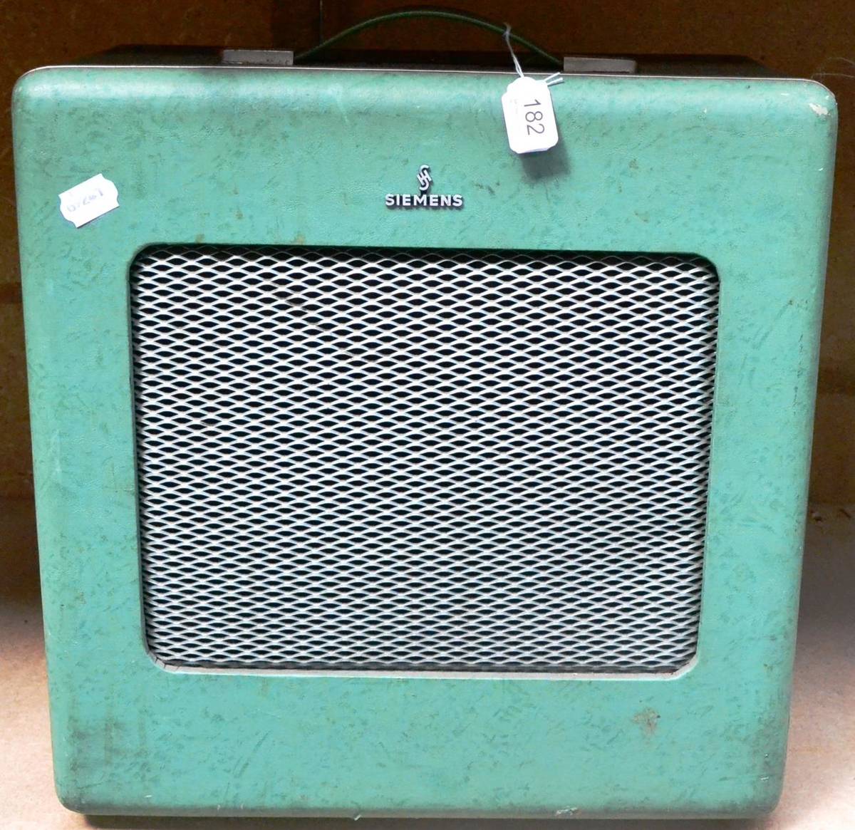 Lot 182 - A Siemens Cabinet with Amp and Speaker, in green finished case with front grille