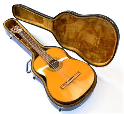 Lot 202 - A 1960s Terada Classical Guitar, made in Japan, with laminated back and sides, spruce top, mahogany