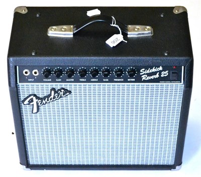 Lot 206 - A 1980s Fender Sidekick Reverb 25 Guitar Amplifier, solid state with single 12' speakers and...