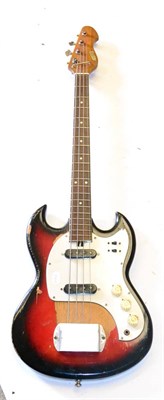 Lot 208 - A 1970s Arbiter Short Scale Bass Guitar, with SG style body, two pickups