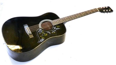 Lot 213 - A Hondo Black Finish Hummingbird Style Dreadnought Guitar