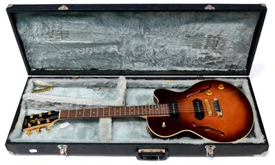 Lot 221 - A Yamaha AEX502 Semi-Acoustic Guitar, with twin P90 style pick-ups, tone and volume controls,...