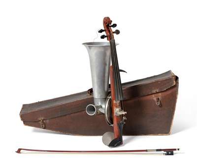 Lot 231 - A Stroviols Popular Model 4-String Phono-Fiddle, with aluminium horn, rosewood pegs, together...