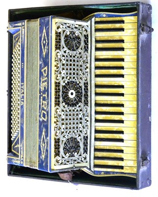 Lot 233 - A Pietro Italia Piano Accordion, the faux pearl body set with diamantes, cased