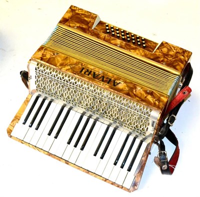 Lot 236 - A Small German Alvari Accordion, with faux pearl covered body, cased