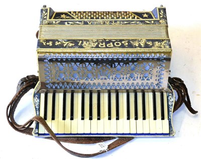 Lot 237 - A Soprani Italia Piano Accordion, with faux blue pearl body, in case