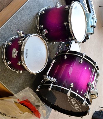 Lot 243 - A Mapex Saturn Series Drum Kit, with electric berry burst finish