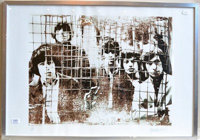 Lot 249 - Gered Mankowitz - Rolling Stones, Caged silkscreen print, with Archive Stamp, hand signed and...