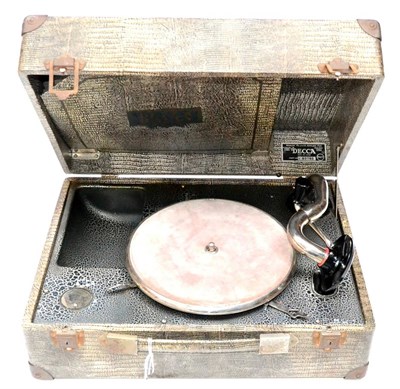 Lot 251 - A Decca Rally Portable Gramophone, simulated snake skin finished case