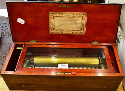 Lot 264 - Cylinder Musical Box Playing Eight Aires late 19th Century  lever wind in faux rosewood case,...