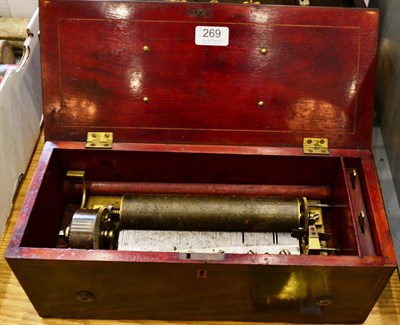 Lot 269 - Cylinder Music Box 19th Century with lever wind in stained oak case with rosewood veneer with...