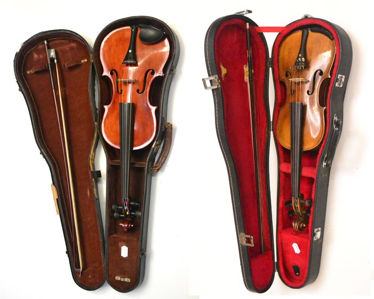 Lot 2 - A 19th Century English Violin, labelled 'A L Scholes Stamford 1889', with a 347mm two piece...