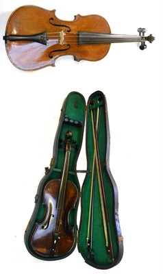 Lot 5 - A 19th Century German 1/2 Size Violin, labelled 'Copy of Antonius Stradivarius...', with a...