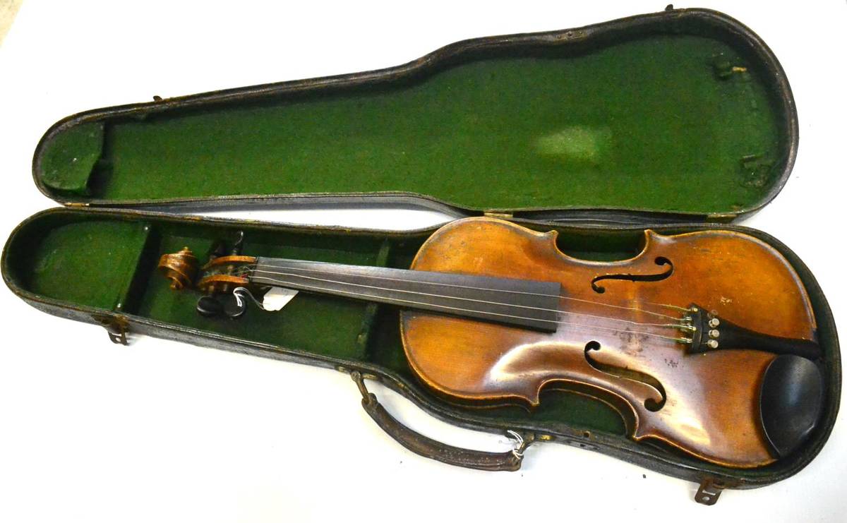 Lot 6 - A 19th Century German Violin, labelled 'Carlo Bergonzi fecit....', with a 357mm two piece back,...