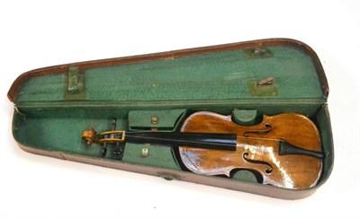 Lot 8 - A 19th Century German Violin, labelled 'Manufactured by Max Dolling...', with a 357mm two piece...