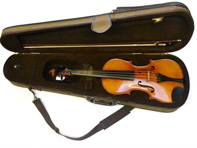 Lot 10 - A 19th Century German Violin, no label, with a 359mm two piece back, ebony tuning pegs,...